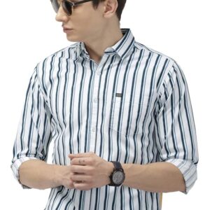 The Indian Garage Co Men Slim Fit Checkered Full Sleeves Spread Collar Cotton